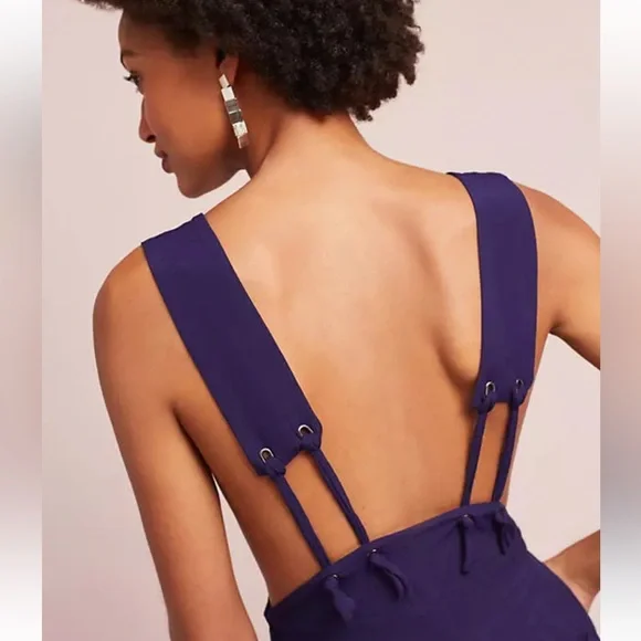 Anthropologie Apron Wide-Leg purple Jumpsuit by Maeve womens 4 - Picture 2 of 6